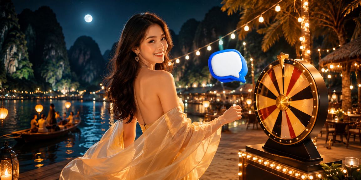 Người dùng Ninh Bình tham gia vòng quay may mắn trên điện thoại bên cảnh quan thiên nhiên